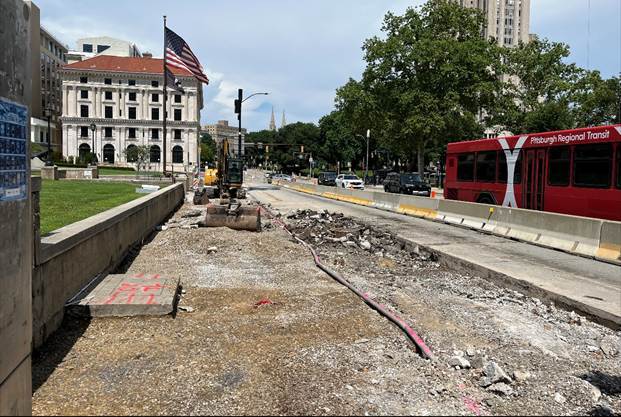 New work zone on Fifth Avenue between Bigelow Boulevard and University Place