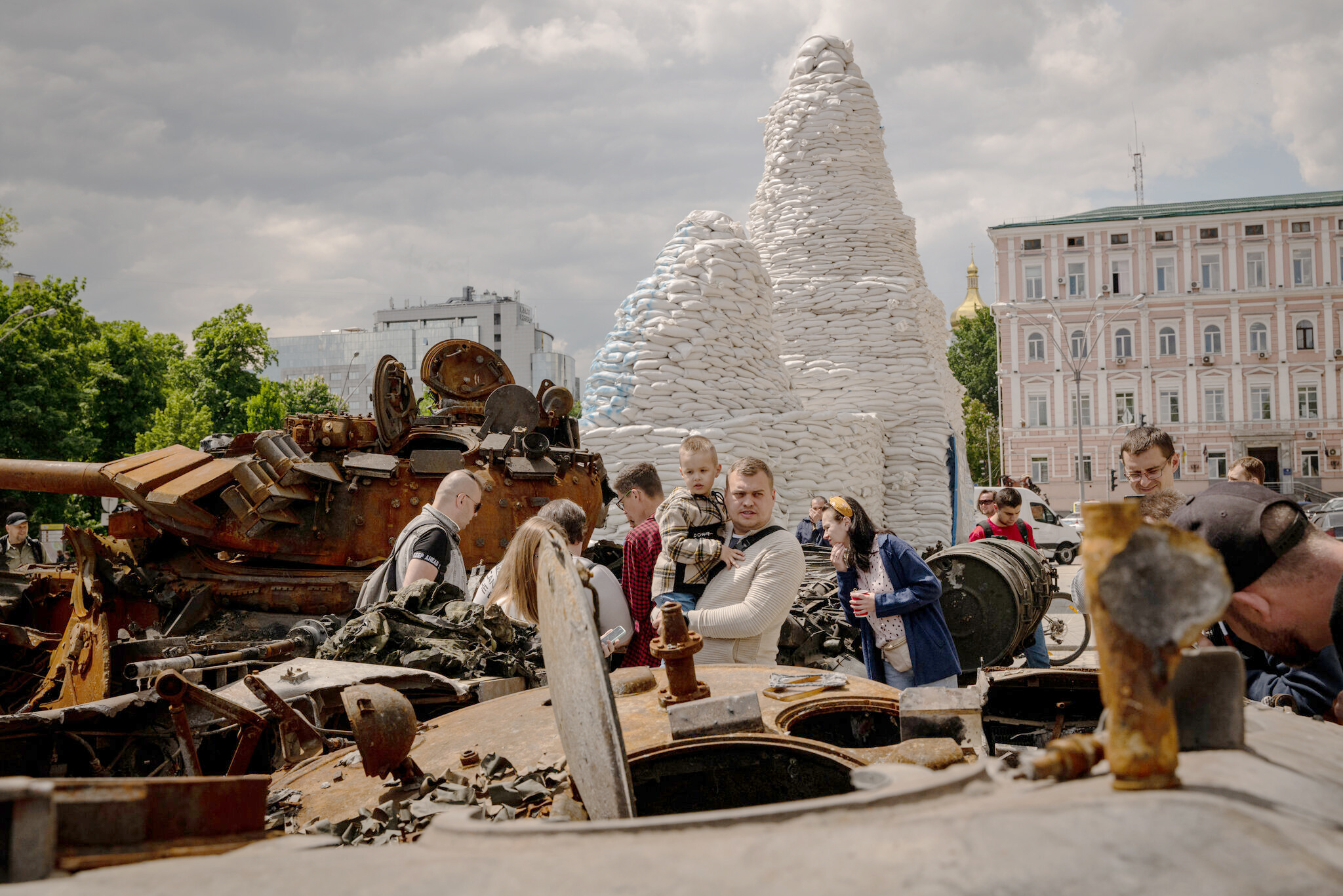 A display of destroyed Russian military vehicles by the National Military History Museum in Mykhailivska Square in Kyiv, Ukraine. Nicole Tung for The New York Times