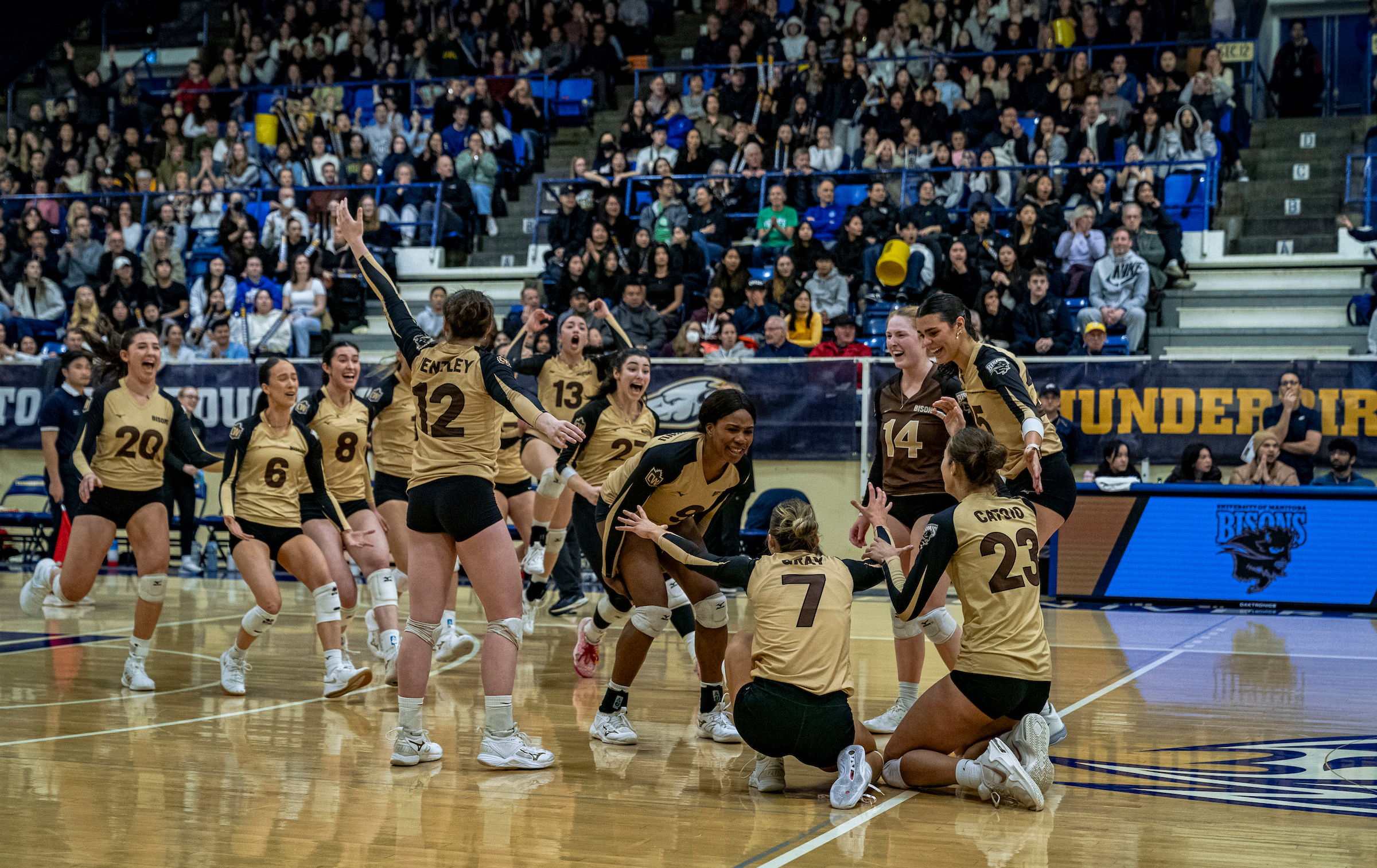 Manitoba outlasted UBC in a five-set thriller to claim their first CW championship. Photo by Jacob Mallari