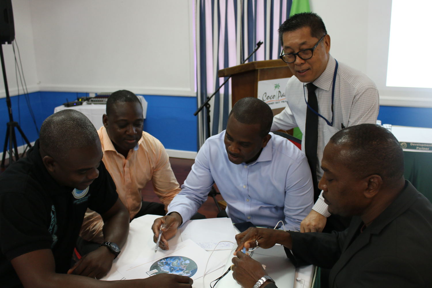 Group discussions underway.
