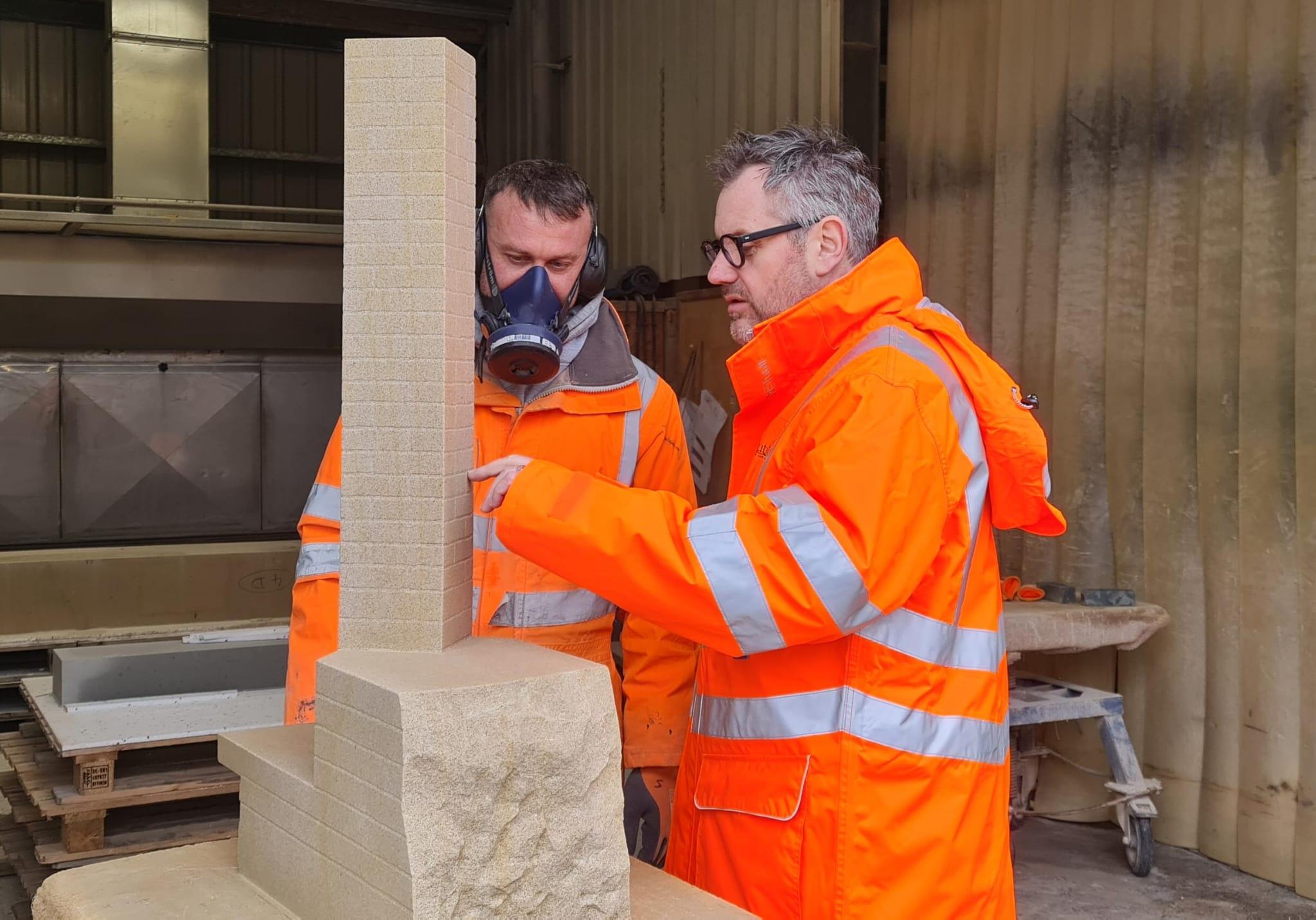 Marcus Paine from Hutton Stone oversees production of the maquette