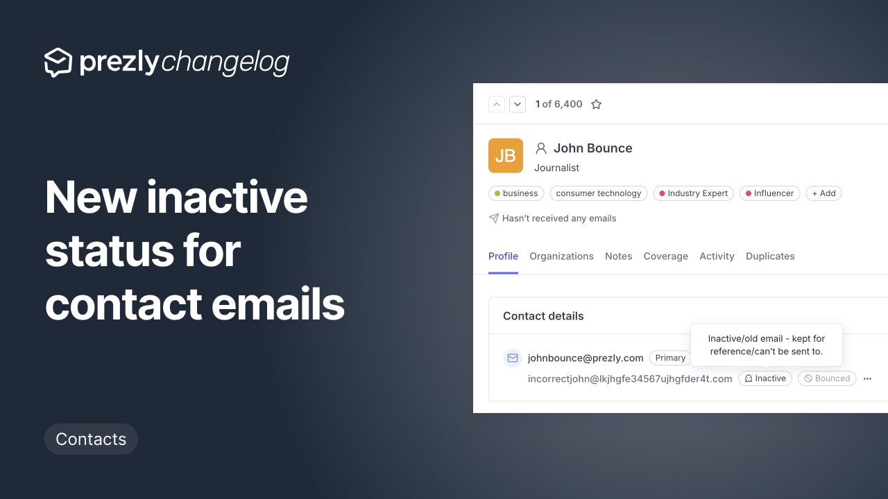 New inactive status for contact emails