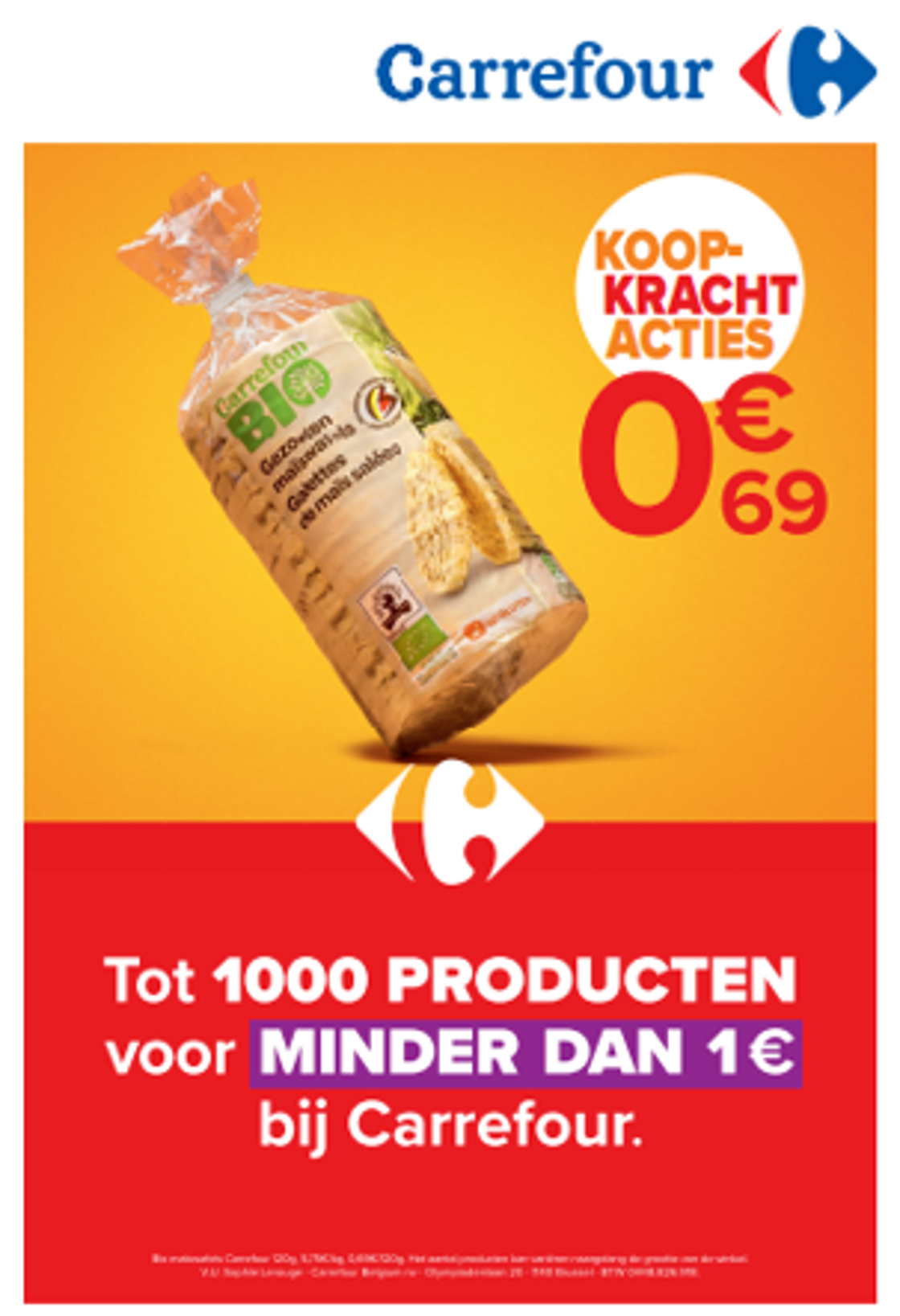 Carrefour gaat verder met de campagne "Koopkrachtacties" om zonder beperkingen te blijven kunnen kopen en lanceert de actie “1000 producten voor minder dan 1 euro”