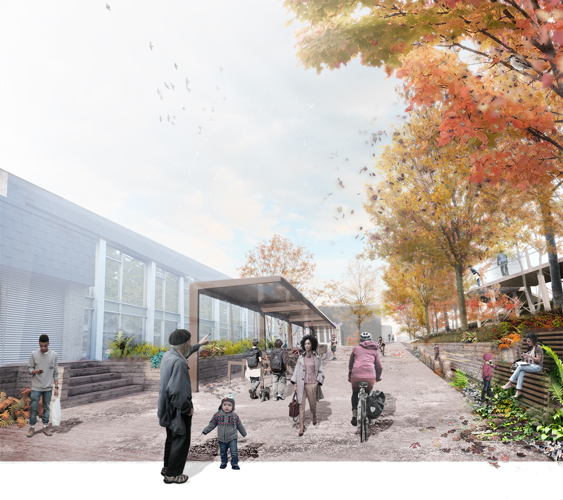Toekomstbeeld inkom zwembad© Stramien architectuur & ruimte cv