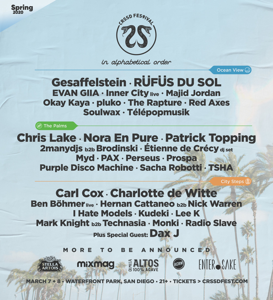CRSSD Reveals Spring Line-Up, March 7-8, 2020 - Waterfront Park, San Diego