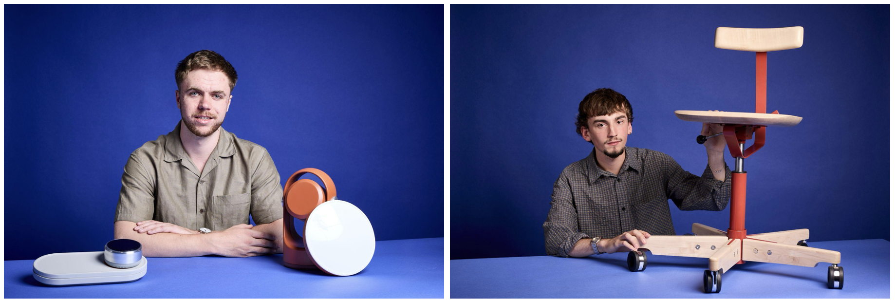 Above (from left): Zak Boardman from Nottingham Trent University, winner of the PriestmanGoode Award; Reuben Porter from Birmingham City University, winner of the Conran Shop Design Award (Image: Gary Morrisroe) Above (from left): Zak Boardman from Nottingham Trent University, winner of the PriestmanGoode Award; Reuben Porter from Birmingham City University, winner of the Conran Shop Design Award (Image: Gary Morrisroe)