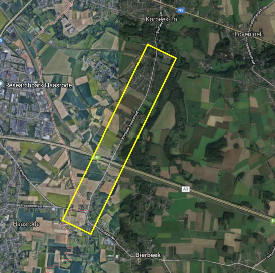 Kaart met de locatie van de nieuwe fietspaden in Bierbeek