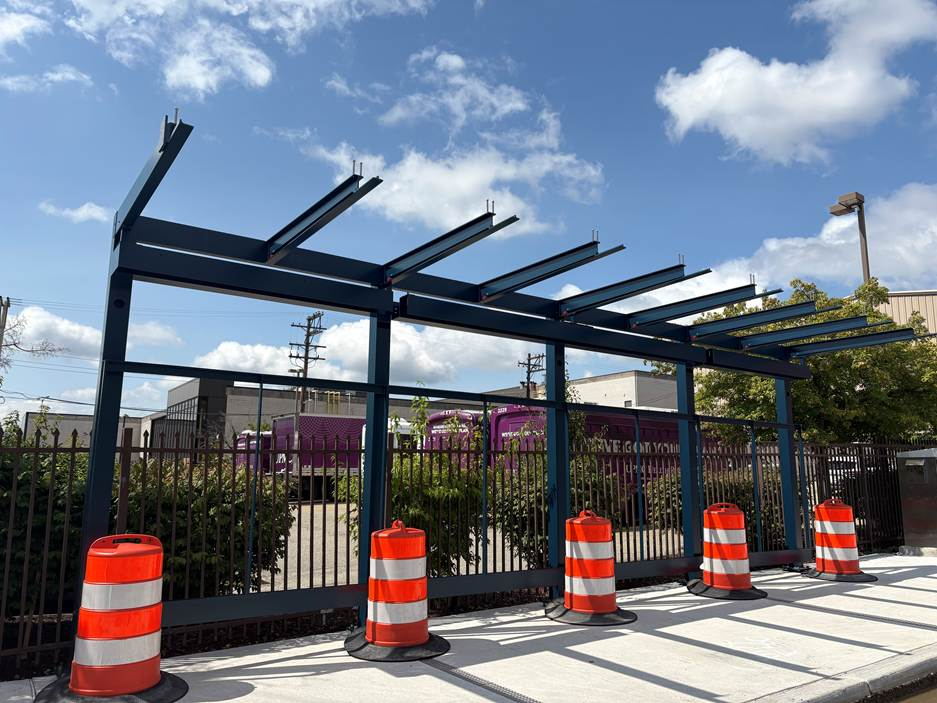 Shelter frame on Forbes Avenue at Jumonville Street Shelter frame on Forbes Avenue at Jumonville Street