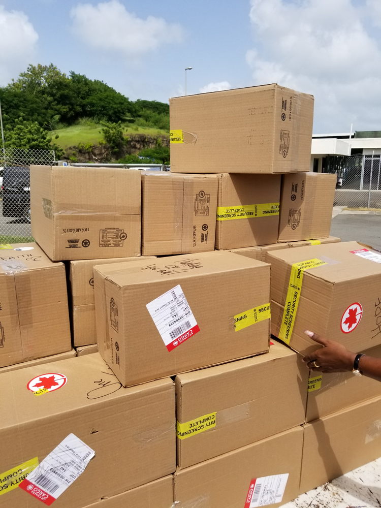 Shipment from Canada for BVI Hygiene Kits