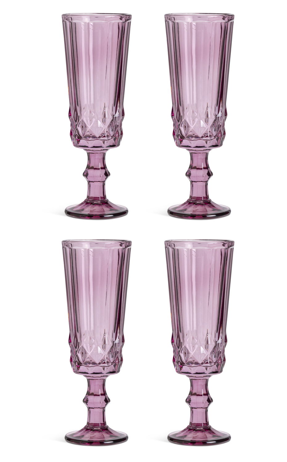 Habitat Plum Pressed Champagne Flute Glass 4pk, £17