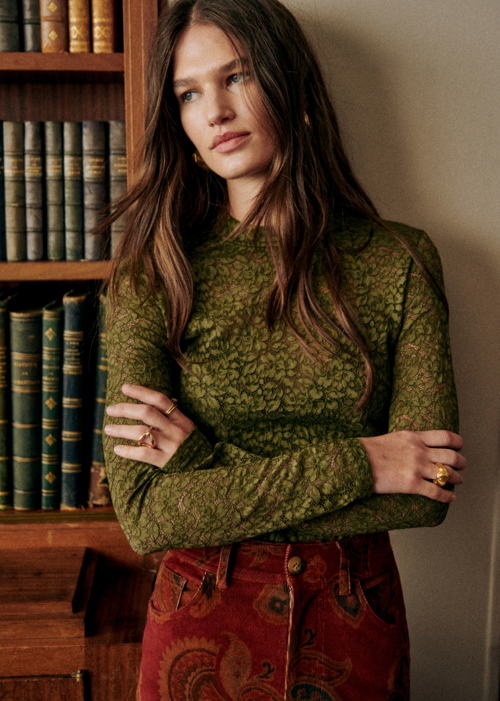 Sézane - Blouse TAORI Dentelle Kaki  - 95€