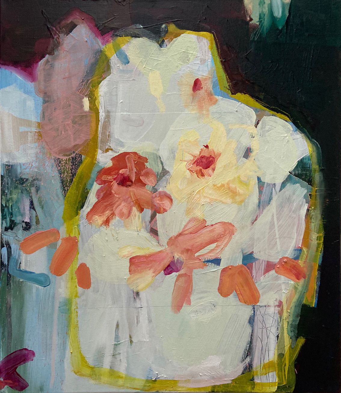 Janine Vandebosch, Summertime 2, oil on paper, 2022,69 x 60 cm
