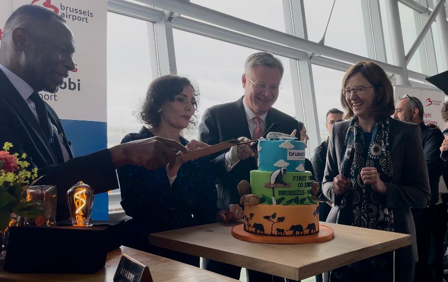 H.E. Ambassador Bitange Ndemo, Minister Hadja Lahbib, Arnaud Feist (CEO Brussels Airport Company) & Dorothea von Boxberg (CEO Brussels Airlines)