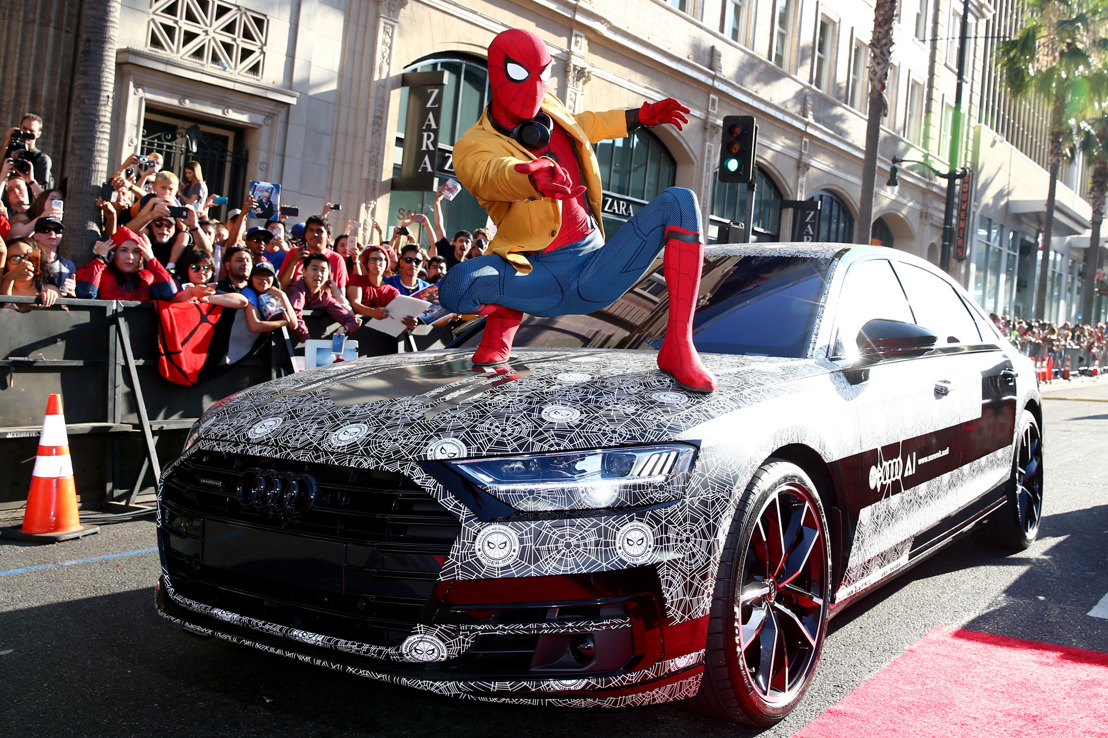 Nouvelle Audi A8 : invitée surprise masquée à la première de Spider-Man : Homecoming