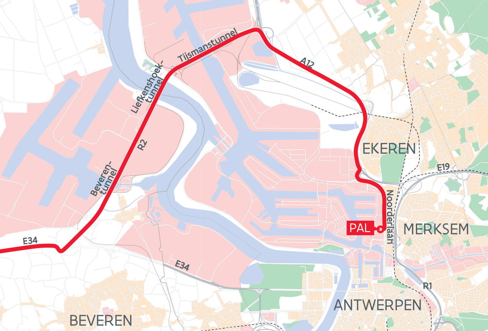Traject levering 1e Albatrostram voor Antwerpen 