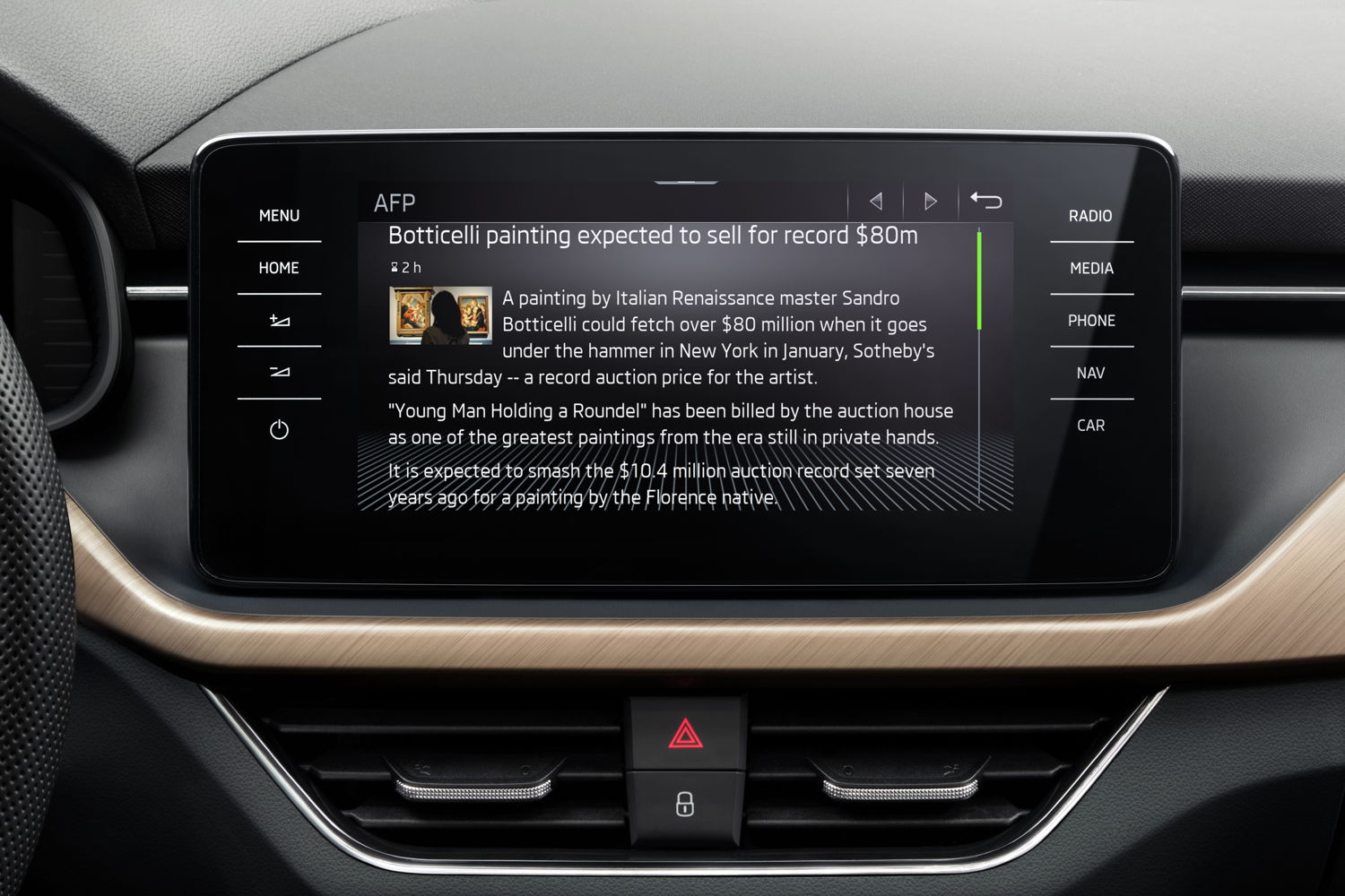 The News App offers ŠKODA drivers and passengers a new way to find out the latest news. These will be listed on the central display of the third-generation infotainment systems.