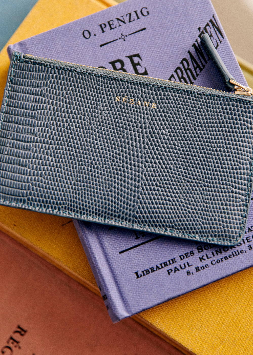 Sézane - Porte-cartes GRAND ALFRED Tejus denim - 50€