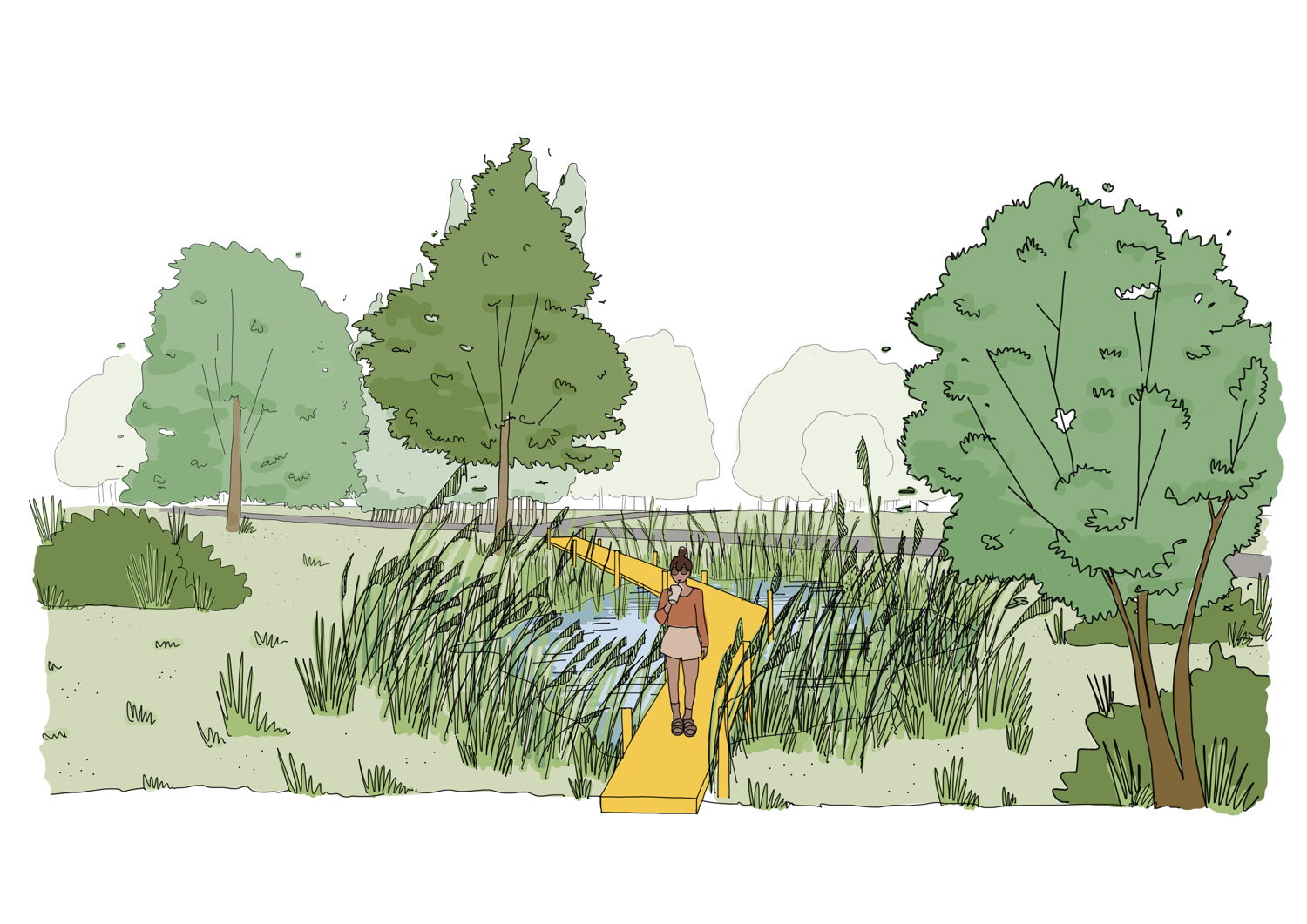 Sfeerbeeld van het park en de waterbeleving (poel)© Stad Antwerpen 