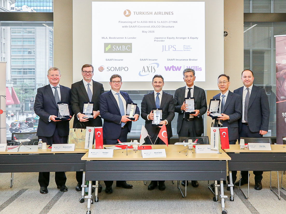 Turkish Airlines anuncia el primer uso del producto SAAFI (Sompo AXIS Aviation Finance Insurance) para la entrega de nuevos aviones 