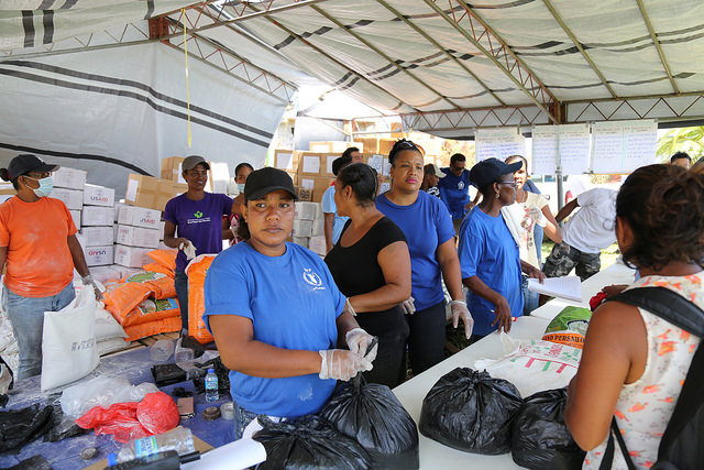 Preparation of relief packages in the Kalinago Territory, Dominica.