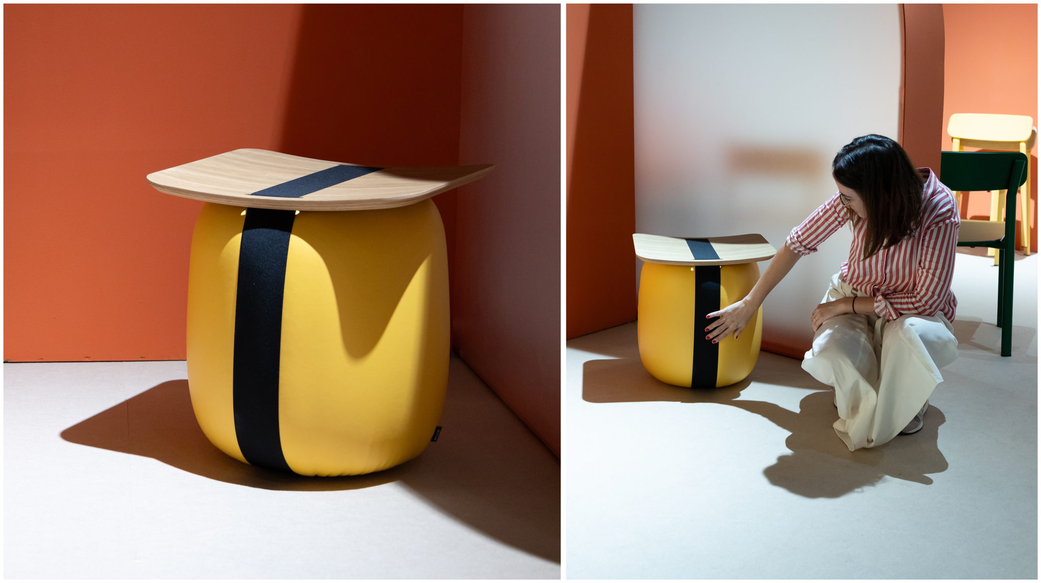 Photo: Nigiri stool designed by Dibloo for .annud upholstered in Ultrafabrics Ultraleather
