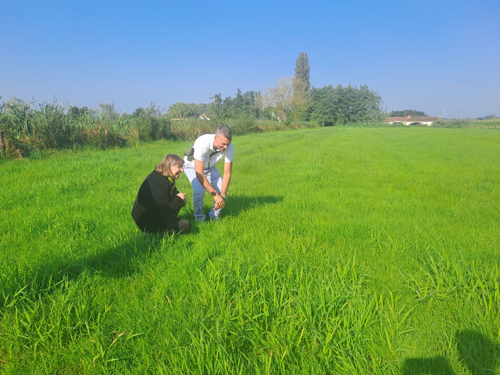 gedeputeerde Riet Gillis en Michaël Crapoen (educatieverantwoordelijke Donk & Schelde - vzw Durme) in Reservaatzone Donkmeer