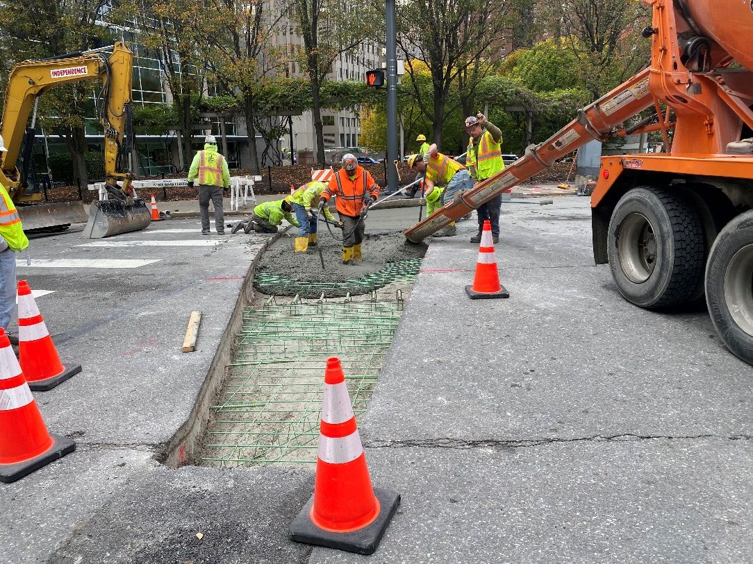 Roadway restoration at Sixth Avenue and Centre Avenue