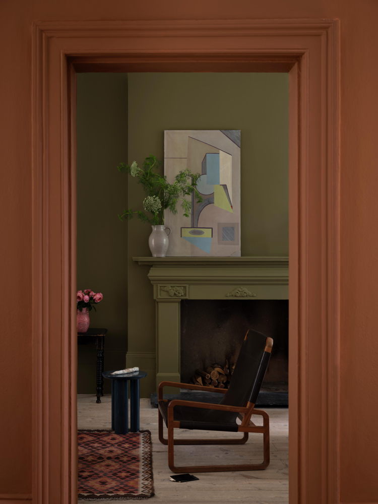 Doorway: Marmelo No.316 | Walls, Woodwork and Fireplace: Dibber No.312 