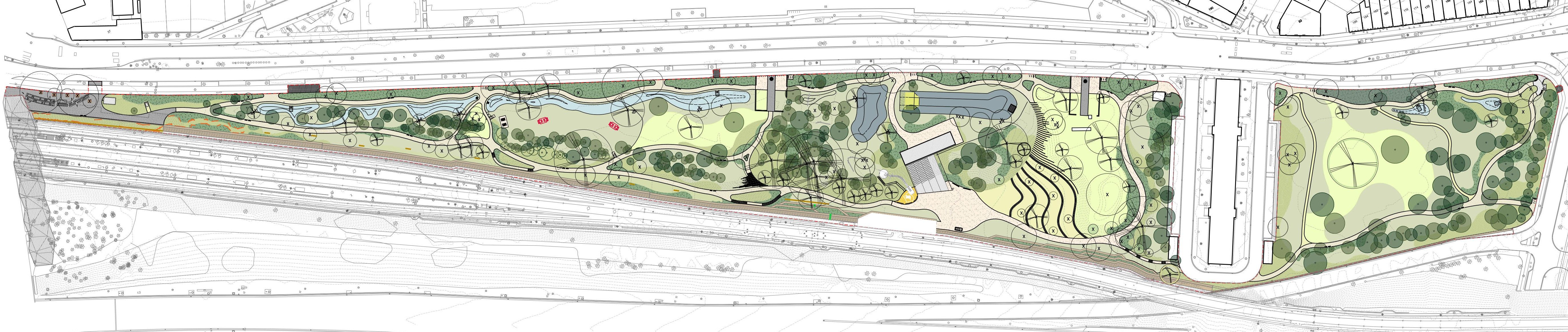 Grondplan van het nieuwe park ©BUUR-Latz-Greisch-SWP i.s.m. Antea en Levuur