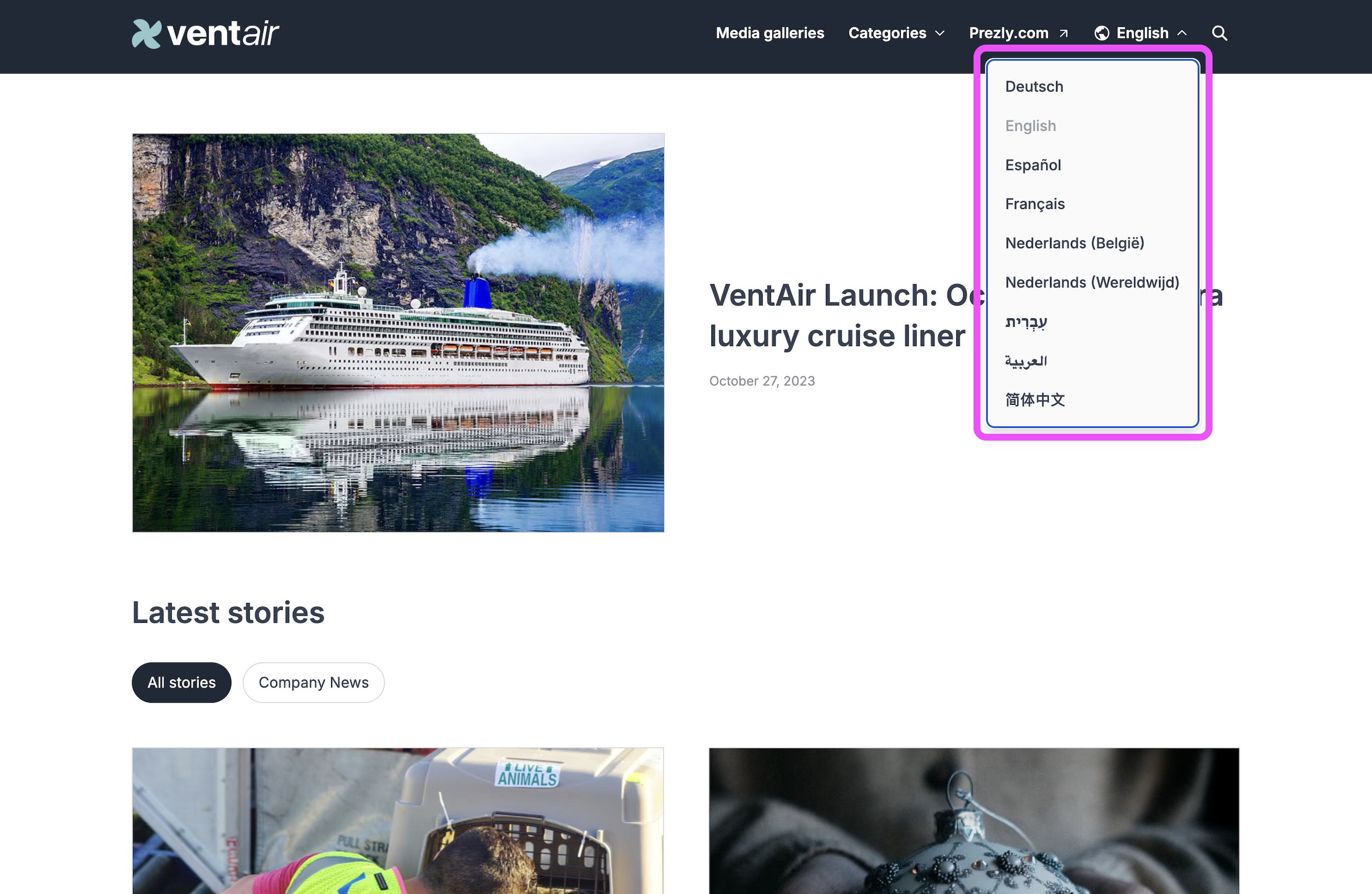 [browser]Visitors to your site can easily toggle the language using the language-picker dropdown.