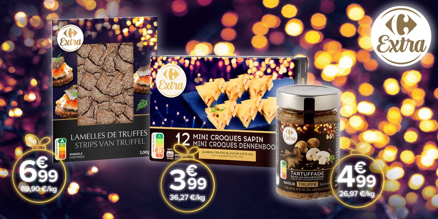 Carrefour EXTRA_lamelles de truffes-mini croques sapin-tartuffade