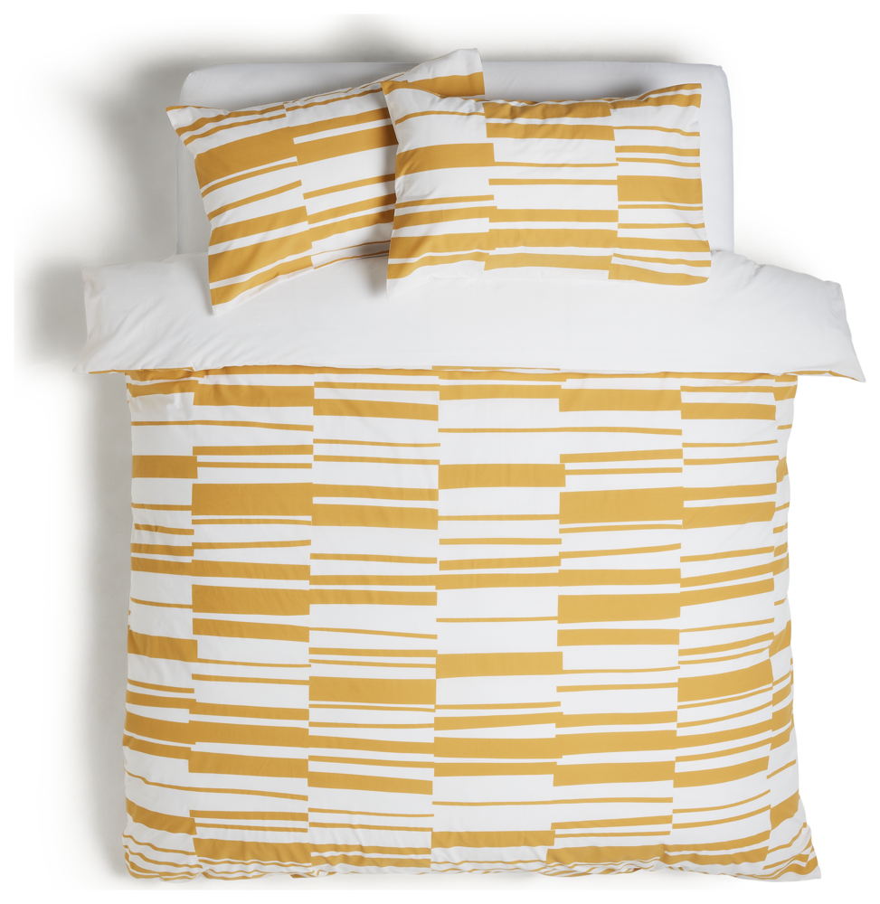 Habitat Stripe Mustard & White Bedding Set - Double, £18