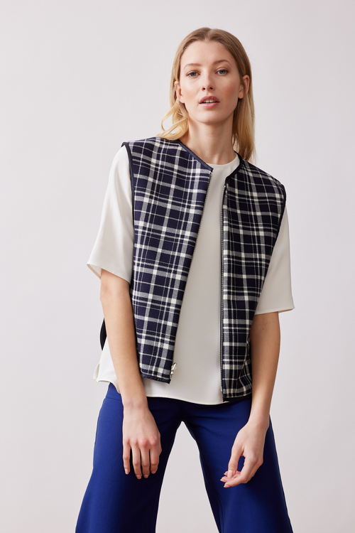 Mardi editions - SS23 - Veste June Laine cachemire Carreaux bleu marine (250€) (3)