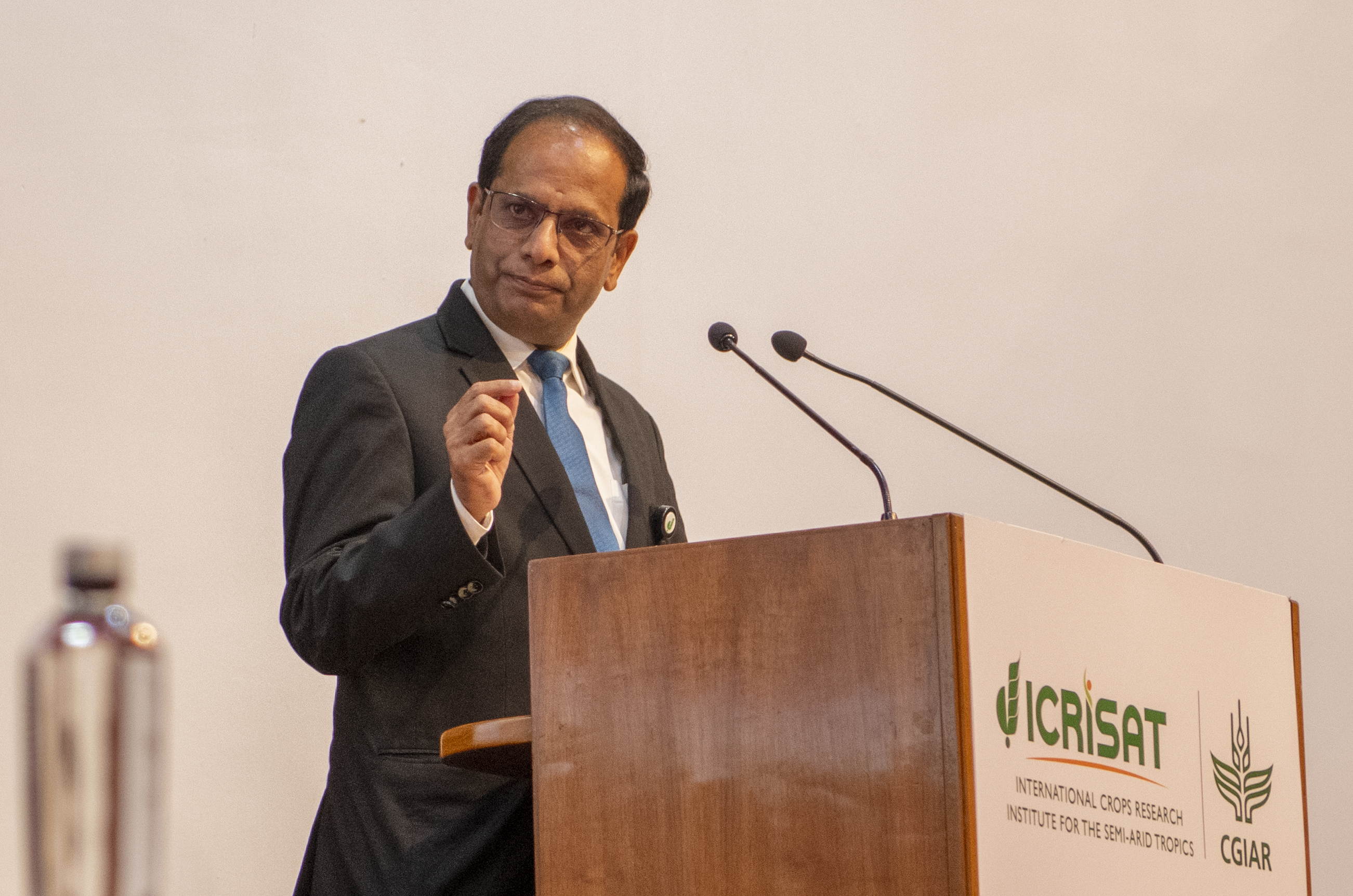 Dr Himanshu Pathak delivers inaugural remarks as Director General of ICRISAT on 6 March 2025.