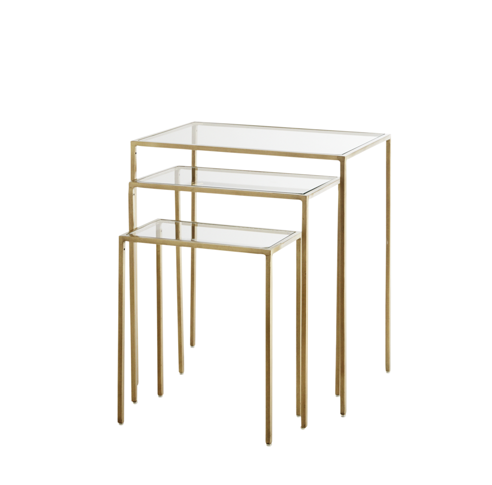 Brass & Glass Trio Stacking Side Tables