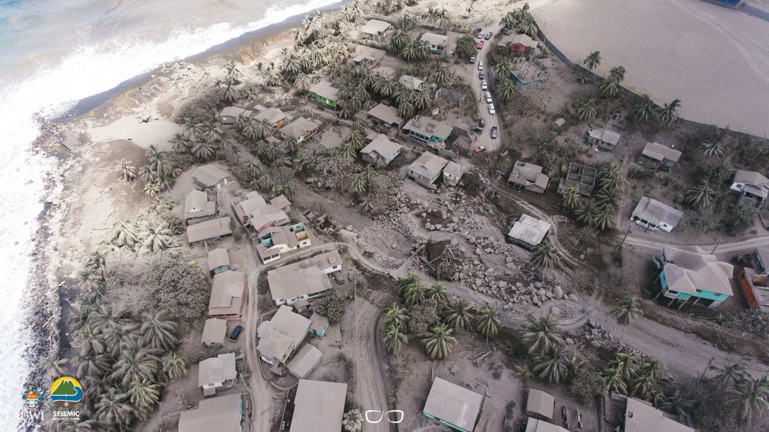 Aftermath of pyroclastic flow in St. Vincent. Image courtesy Javid Collins, UWITV