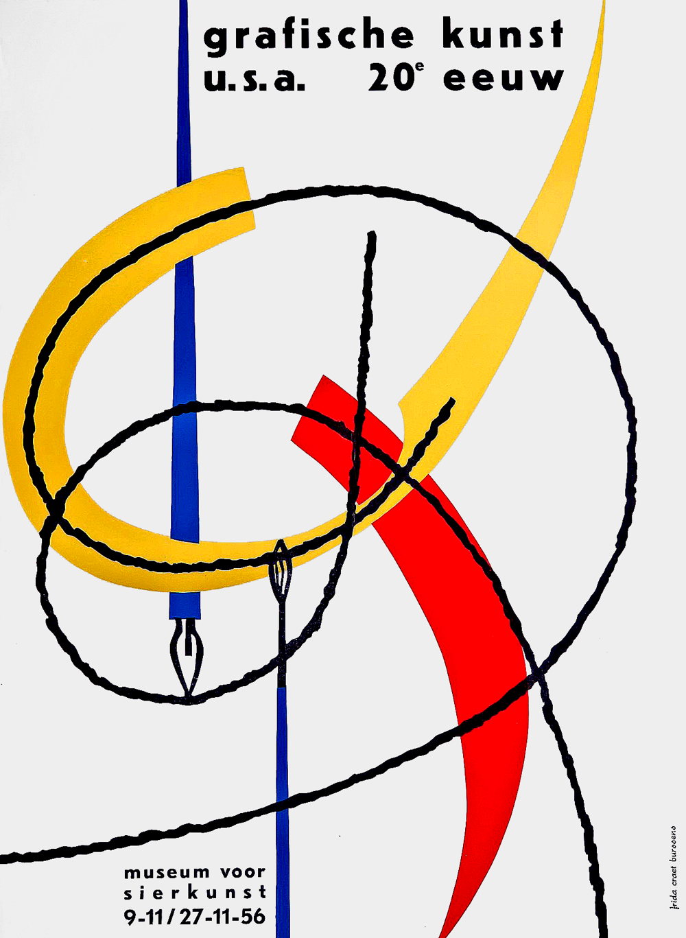 Frida Craet Burssens Poster for Grafische Kunst – USA – 20ste eeuw (Graphic Arts USA 20th Century), 1956 Design Museum Gent