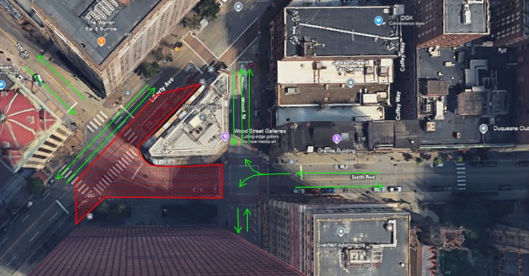 An aerial view of the traffic patterns that will be in place for the next two weekends starting Friday, March 21 at 6 p.m. An aerial view of the traffic patterns that will be in place for the next two weekends starting Friday, March 21 at 6 p.m.