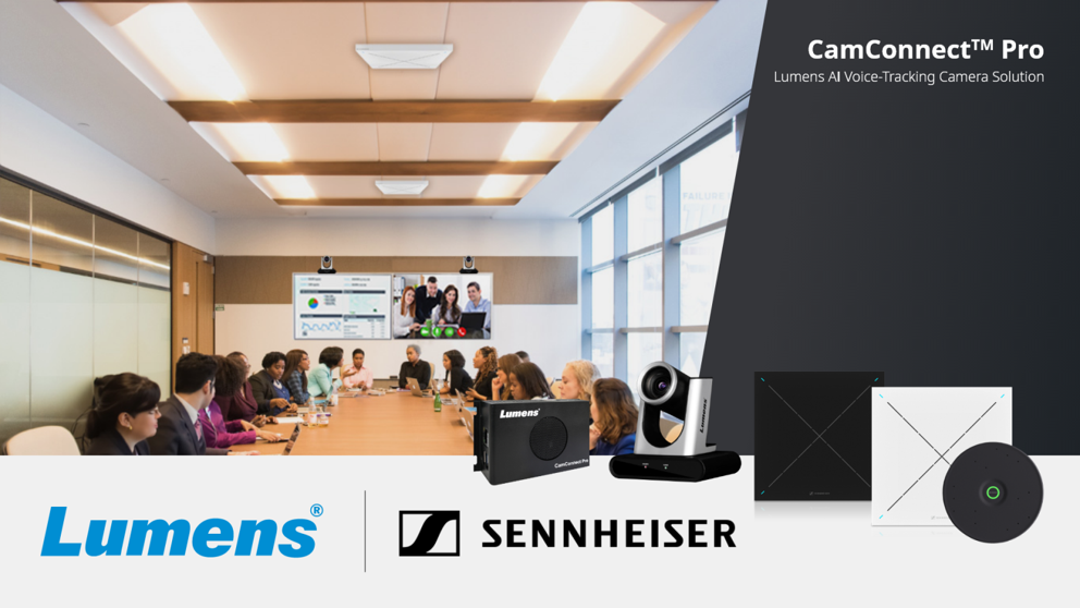 Lumens choisit la technologie Sennheiser TeamConnect Ceiling Medium pour des réunions hybrides plus fluides et dynamiques