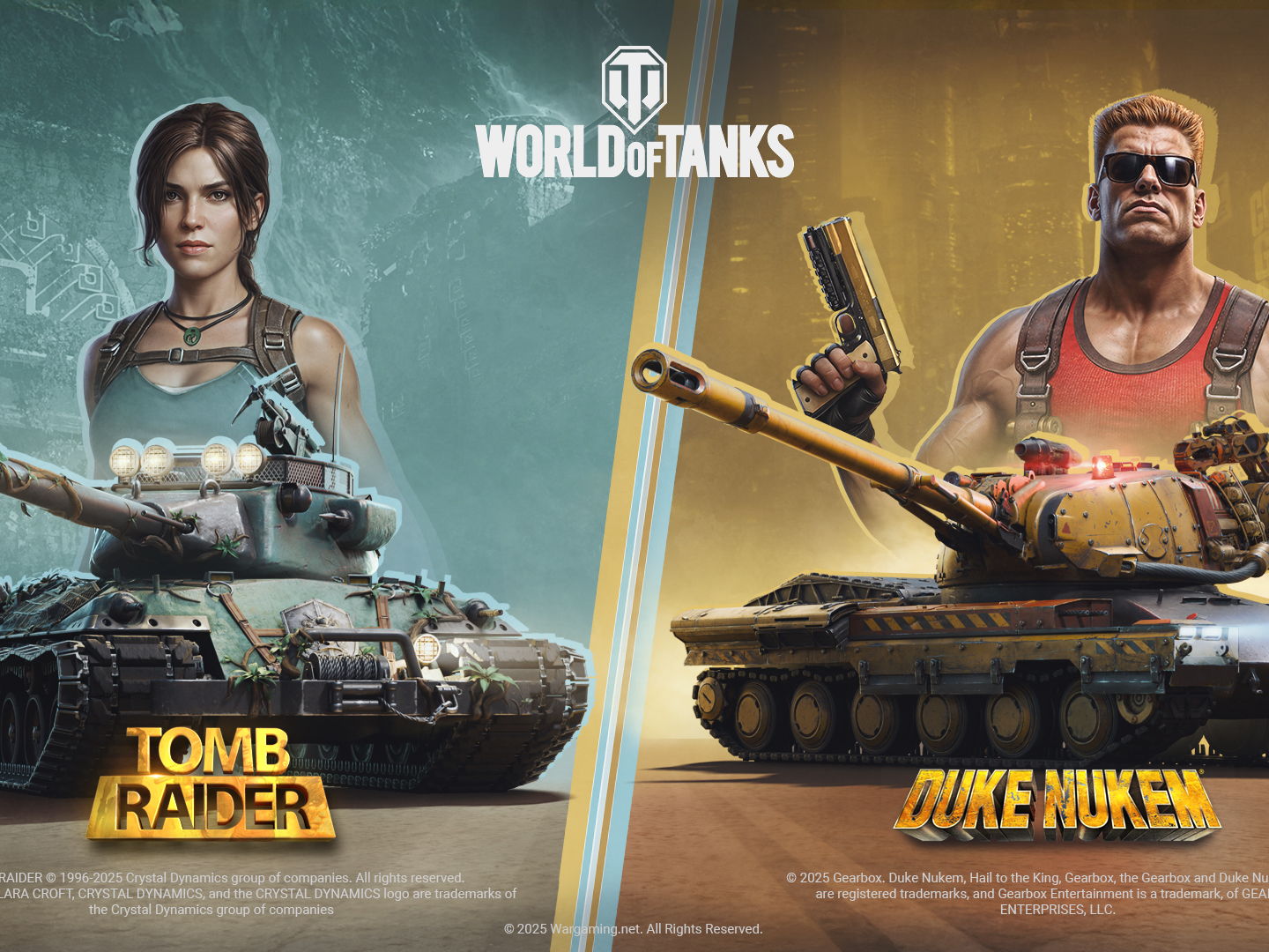 Deux légendes du jeu vidéo, Lara Croft et Duke Nukem, rejoignent World of Tanks dans une édition spéciale du Battle Pass