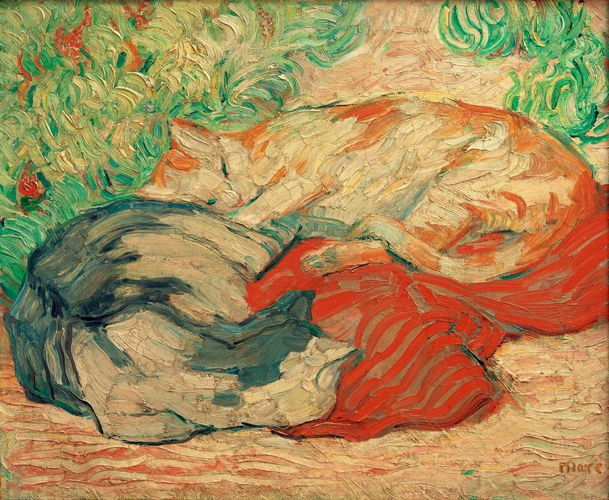AKG456592 Cats on a red blanket, 1909/10. Franz Marc. © akg-images