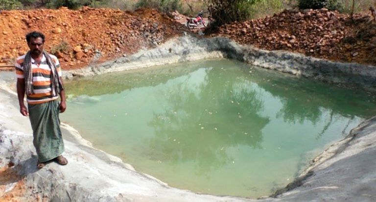 A low-cost cement-lined farm pond that was constructed in Kurnool.