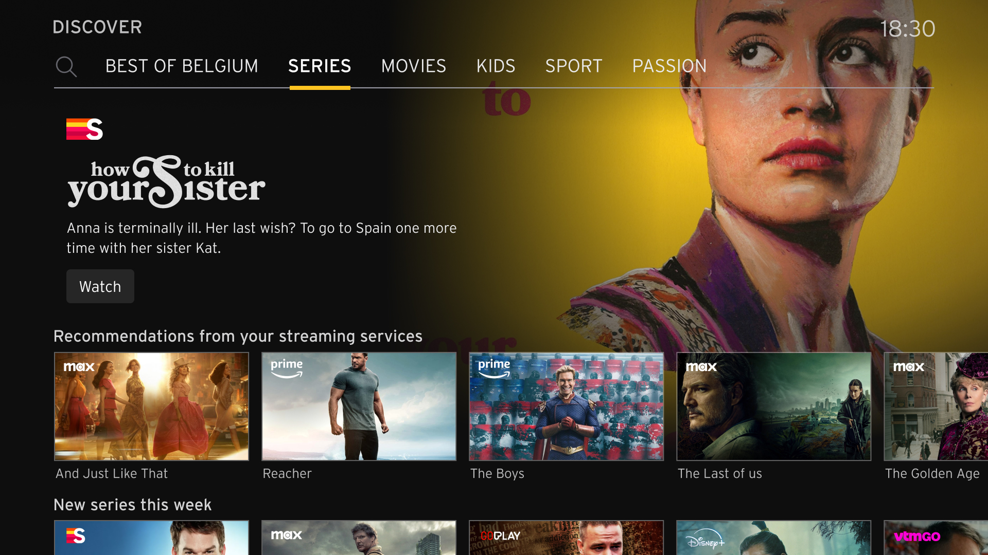 The 'Series' page full of popular local and international series, with personalized suggestions.