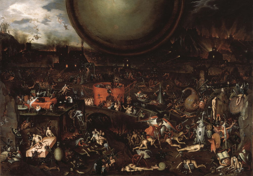 © Jheronimus Bosch (suiveur), Vision apocalyptique, ca. 1575 – 1600 (1595?). Venise, Palazzo Ducale.