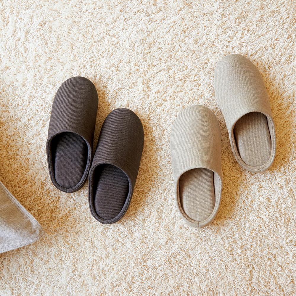 Linen Twill Cushion Slippers