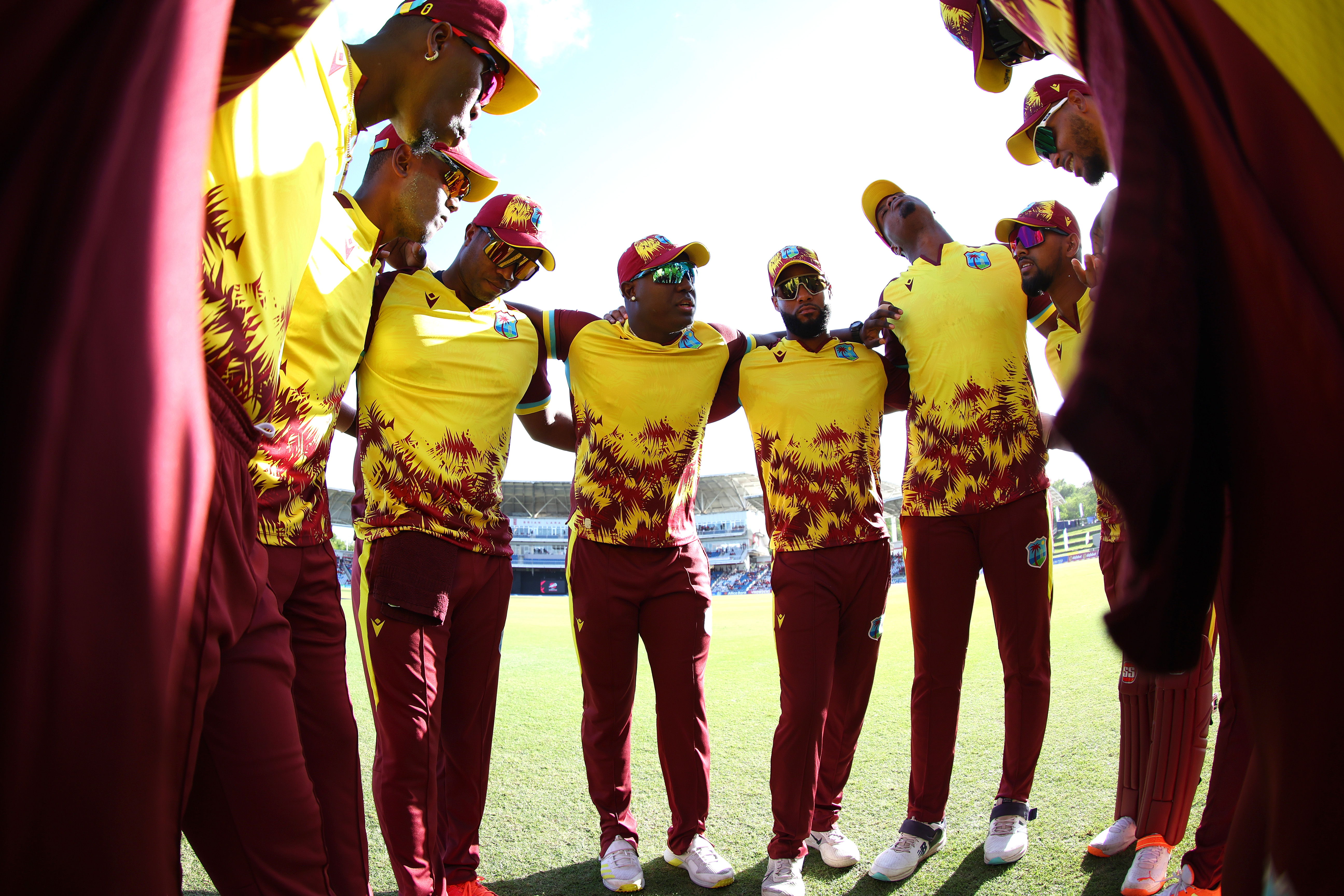 WI Senior Men's T20 team huddle