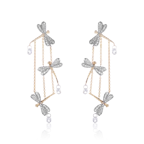 Mère et Fille - Boucles d'oreilles Trio de Libellule - 6200€