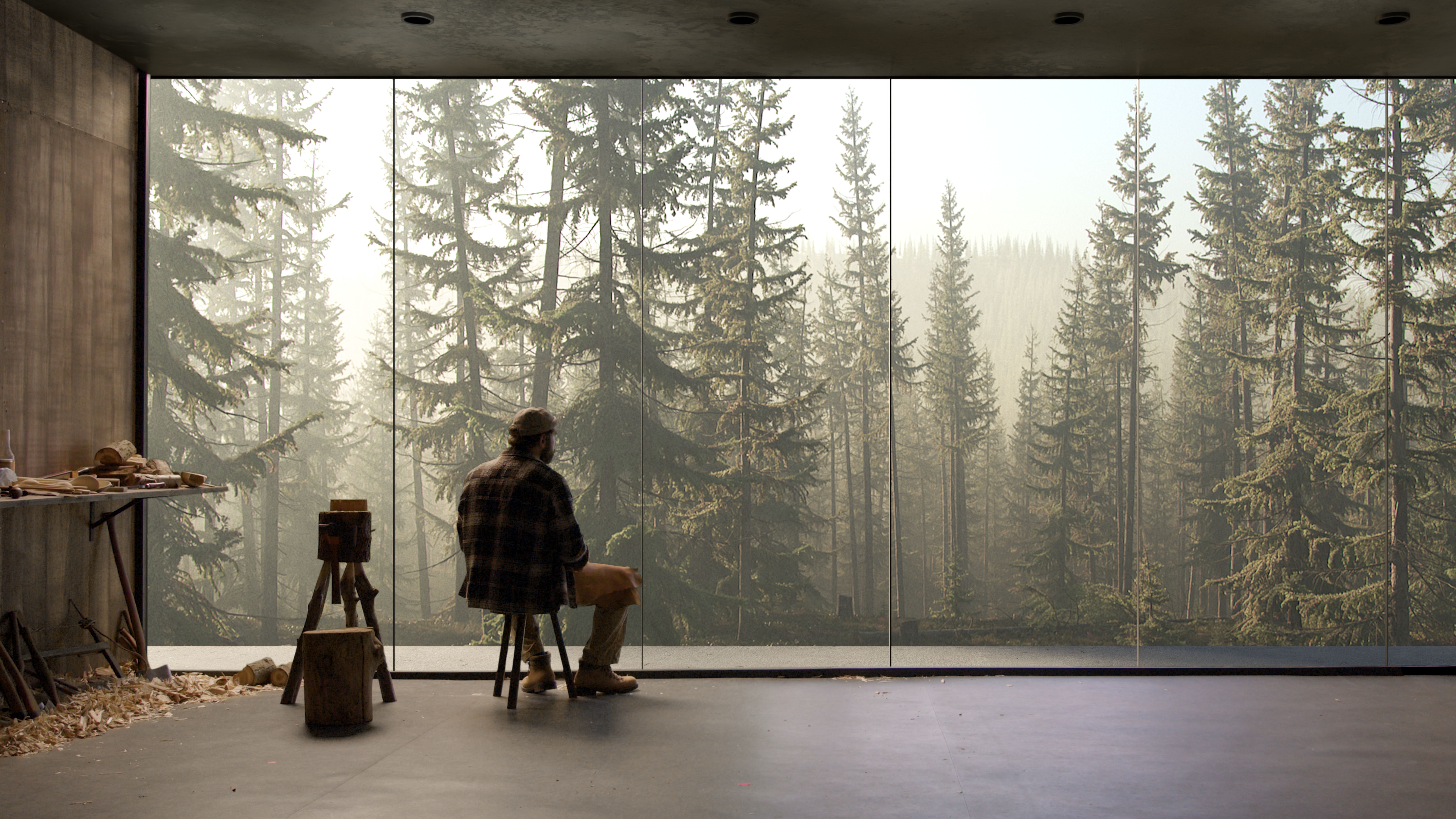 David Claerbout, The Woodcarver and the Forest, 2025, filmstill David Claerbout, The Woodcarver and the Forest, 2025, filmstill