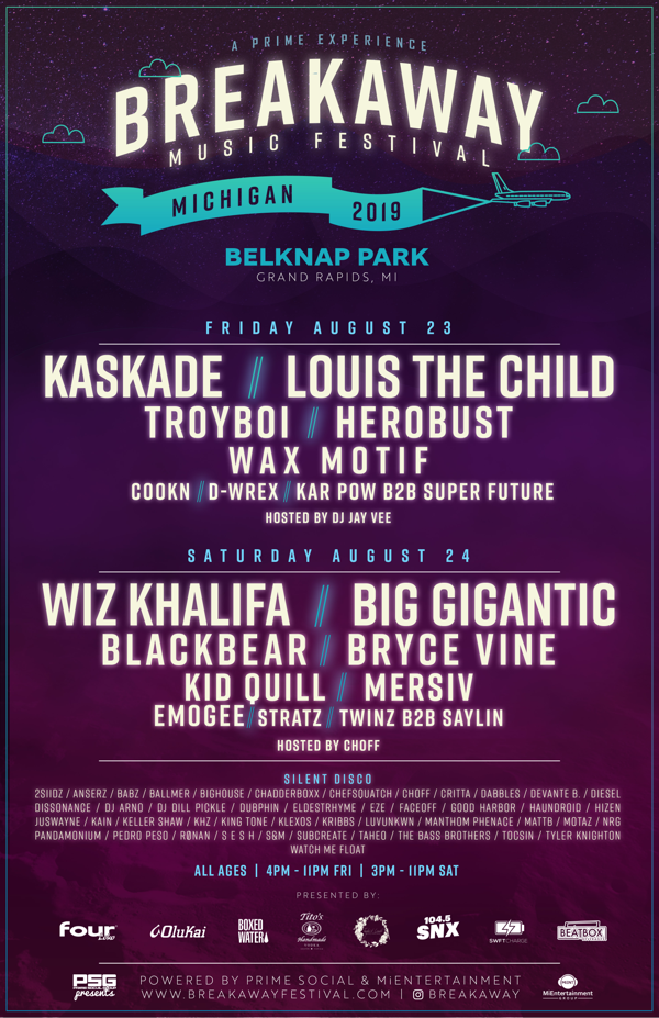 Prime Social Group and MiEntertainment Group Announce Their Lineup for 2019 Breakaway Festival in Grand Rapids, Michigan August 23rd-24th