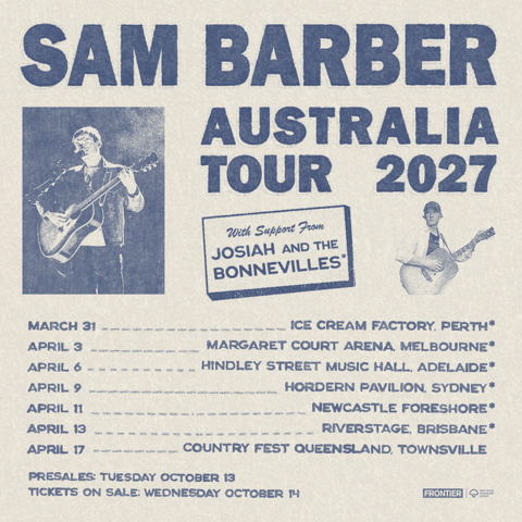 Sam Barber Australian Tour March and April 2027. View all seven dates and tickets.